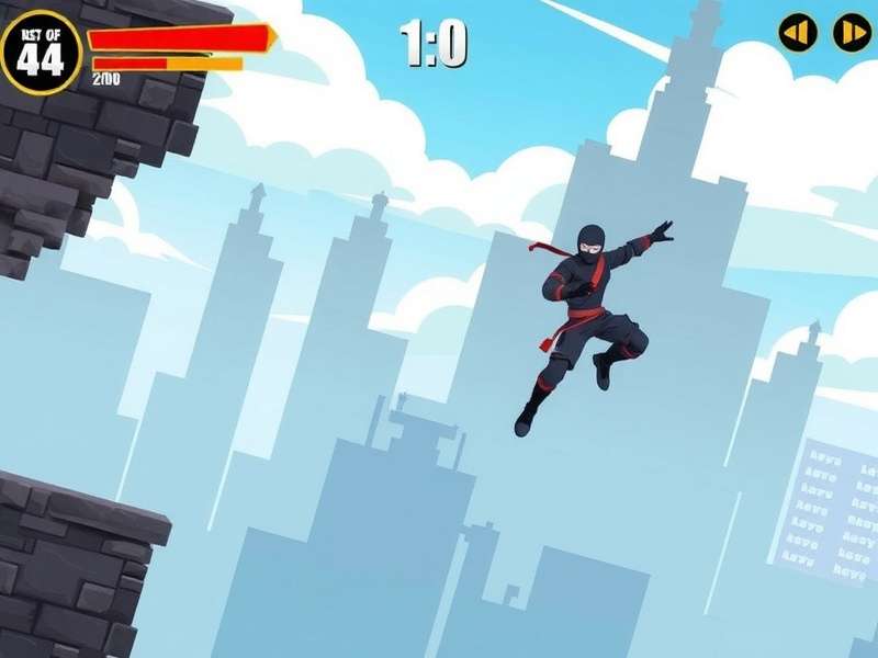 Vector 2 Ninja Run gameplay screenshot showing parkour action